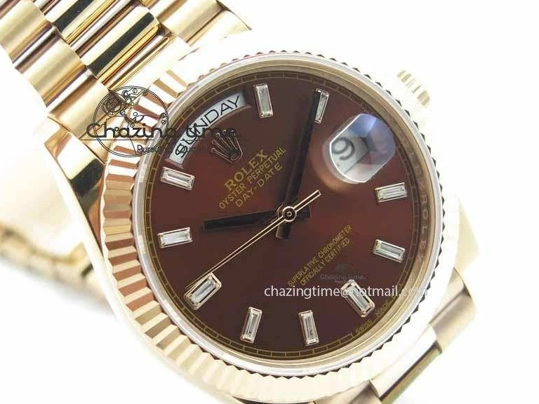 1219 Day Date 40mm RG BP Maker Best Edition Brown Dial Diamond Markers On RG Bracelet A ZeroBulk 3689